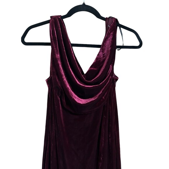 Vince Camuto Womens Red Velvet Cowl Neck Evening Dress Gown 12 Formal Holiday - Picture 4 of 11